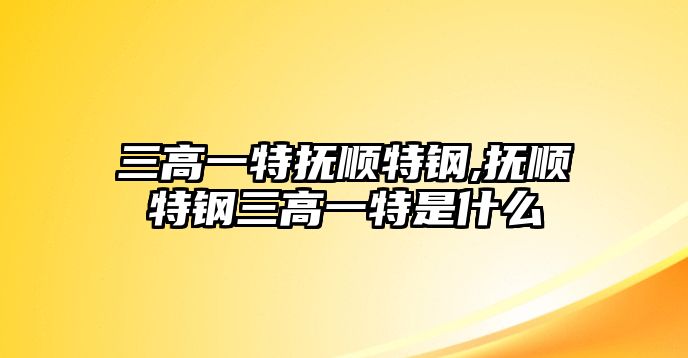 三高一特撫順特鋼,撫順特鋼三高一特是什么