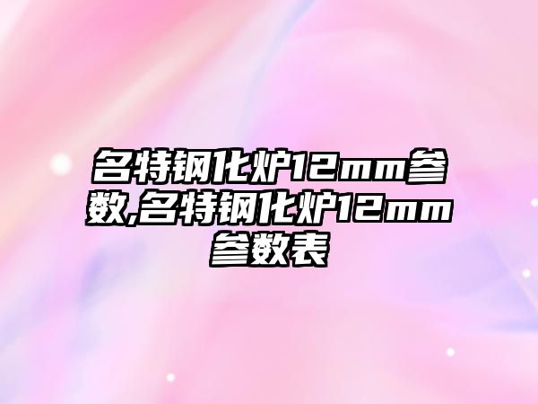 名特鋼化爐12mm參數(shù),名特鋼化爐12mm參數(shù)表