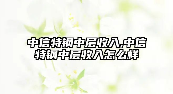 中信特鋼中層收入,中信特鋼中層收入怎么樣