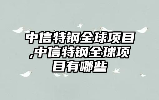 中信特鋼全球項目,中信特鋼全球項目有哪些