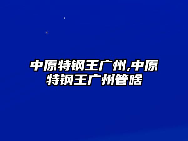 中原特鋼王廣州,中原特鋼王廣州管啥