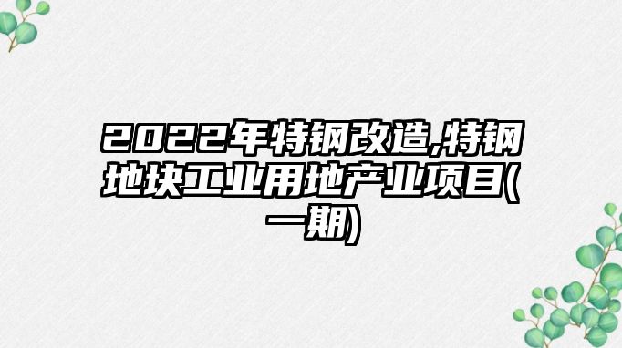 2022年特鋼改造,特鋼地塊工業(yè)用地產(chǎn)業(yè)項目(一期)