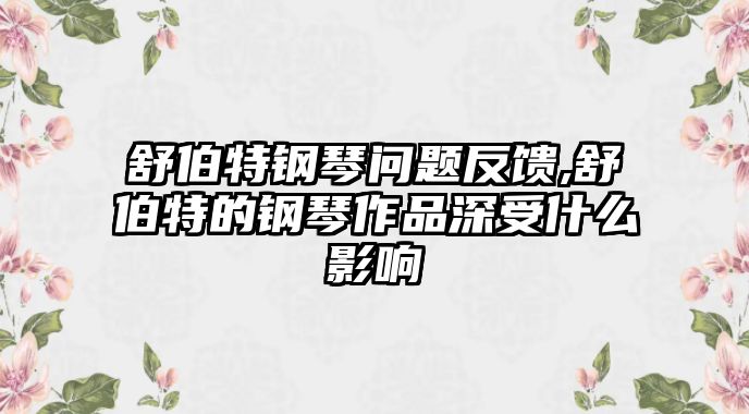 舒伯特鋼琴問題反饋,舒伯特的鋼琴作品深受什么影響