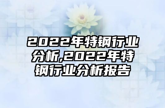 2022年特鋼行業(yè)分析,2022年特鋼行業(yè)分析報(bào)告